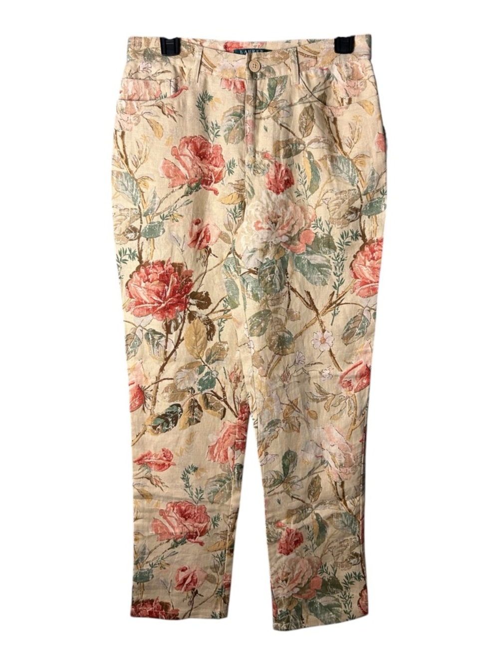 Lauren Ralph Lauren Women’s Size 4 Linen Lightweight Floral Straight Leg Pants - Picture 2 of 8